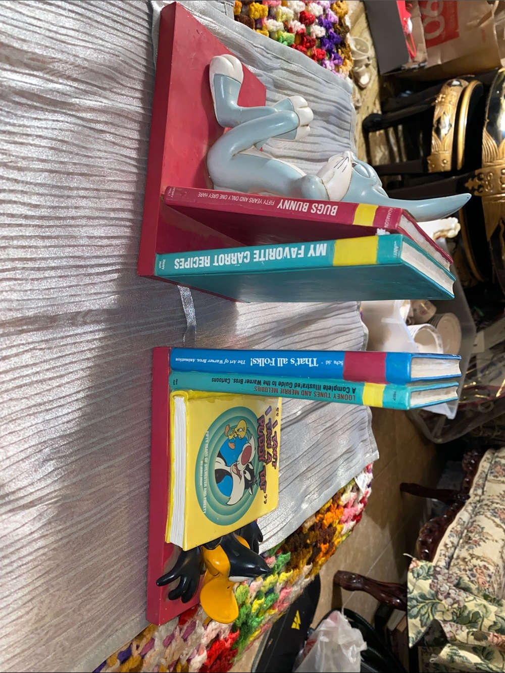 Vintage RARE Find Looney Toons Bookends Featuring Bugs Bunny and Daffy Duck